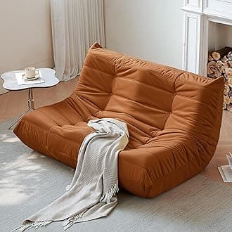 Fireside Loveseat Couch,Modern Suede Fabric Bean Bag Chair,Premium Microfiber Sofas Couch,Corner Floor Sofa,Lazy Chairs Sofa for Living Room/Bedroom/Salon/Office,Burnt Orange