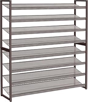 Shoe Rack, Long Shoe Organizer,Max Holds 50 Pairs,8 Tier Metal Shoe Storage Shelf,4-Tier Stackable Shoes Organizer for Garage, Entryway,Bronze