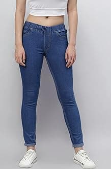 ADBUCKS Women's Slim Fit Mid Rise Jeggings -, Skinny, Wide Leg Jean, Elasticated