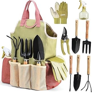 Gardening tools Set of 10 - Complete Garden Tool Kit Comes With Bag & Gloves,Garden Tool Set with Spray Bottle Indoors & Outdoors - Durable Garden Tools Set Ideal Garden Tool Kit Gifts for Women & Men