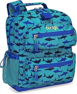 Bentgo Kids Backpack - Durable Lightweight Backpack, Shark, Travel Backpacks, 14.5 in x 12 in x 5.25 in