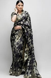 C J Enterprise Women's Pure Kanjivaram Silk Saree Soft Banarasi With Blouse P...