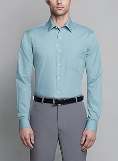 Van Heusen Men's Dress Shirt Fitted Poplin Solid Dress Shirt