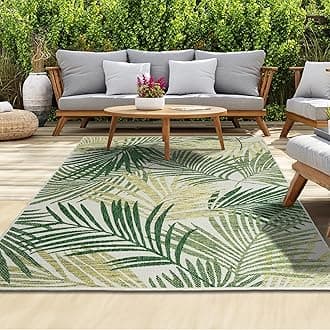 homeart Outdoor Rug - Easy-Clean, Durable, Stain-Resistant, Weather & UV Resistant Indoor & Outdoor Rugs for Porch, Deck, Balcony, Garden, Picnic and Patio | Palm Green - 160x230cm