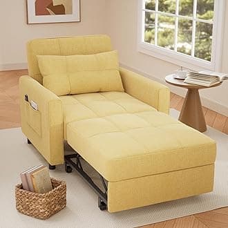 Gizoon Sofa Bed Chair 3 in 1 Convertible, Pullout Single Sleeper Chair Bed with Adjustable Backrest, Spacious Multifunctional Sofa Couches for Living Room, Bedroom, Apartment