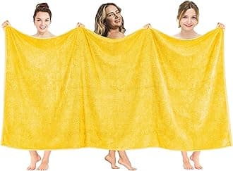 American Soft Linen Oversized Bath Sheet 40x80 Extra Large for Bathroom, 600 GSM 100% Cotton Turkish Jumbo Bathsheet Towels for Adults, Yellow Bath Sheet