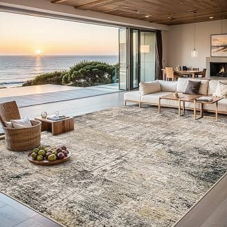 6x9 Area Rugs for Living Room - Washable Rug Modern Abstract Soft Large Neutral Non-Slip Carpet Indoor Floor Thin Carpets for Bedroom Dining Room Farmhouse Nursery Home Office Brown Black Grey