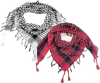 Elu Shemagh Scarf Men - Women /100% Cotton Military Shemagh Keffiyeh Scarf Arafat Tactical Desert Rave Bandana Head Wrap