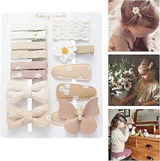 13 Pcs Hair Clips for Girls with Bows Butterfly Flower,2" Fully Lined Alligator Clips and Barrettes,Handmade Hair Accessories for Baby Toddler Young Kids School Age Girls Gifts