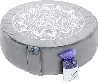 Florensi Meditation Cushion with Lavender Sachet - Comfortable Floor Pillow Traditional Tibetan Meditation Pillow & Bench with Velvet Cover - Floor Cushion Seating for Adults - Yoga Buckwheat Bolster