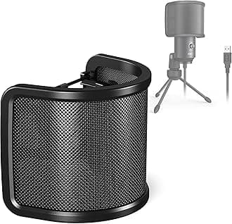 FIFINE Pop Filter Screen, Compact Microphone Pop Shield Windscreen with Metal Mesh for Recording Studio, YouTube Videos, Streaming, Podcast (Black)