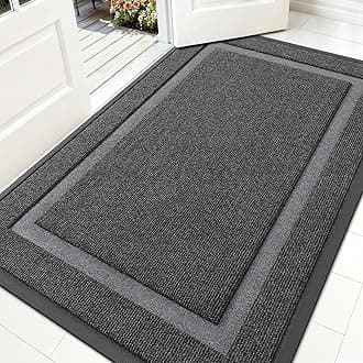 OLANLY Front Door Mat Indoor Outdoor Entrance, Waterproof All-Season, All-Weather Doormat, Sturdy Natural Rubber, Fade Resistant, Low Profile, Easy Clean Patio Porch Entryway Mat, 59x35, Grey