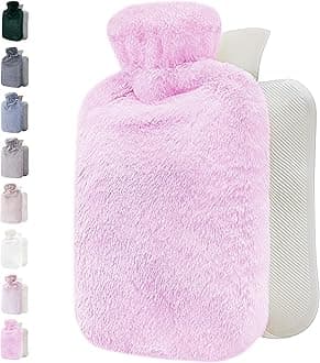 Qomfor Hot Water Bottle with Soft Cover - 1.8L Large - Classic Hot Water Bag for Pain Relief, Neck and Shoulders, Feet Warmer, Menstrual Cramps, Hot and Cold Therapy - Great Gift for Girls - Purple
