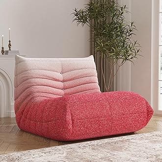 Bean Bag Chair, Fireside Chair Bean Bag Sofa Large Bean Bag Chair for Adults, Bean Bag Chairs for Teens with High Density Comfortable Foam, Memory Foam Bean Bag for Living Room, Bedroom (Pink&White)