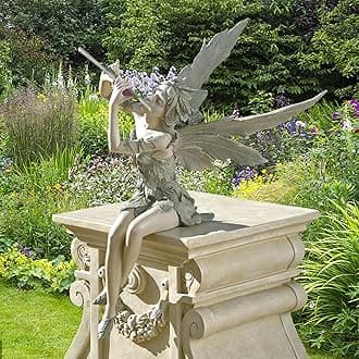 Fairy Garden Statue, Outdoor Sitting Magic Elf Bird House Ornaments Winged Angel Fairies Sculpture Resin Figurine for Patio Yard Porch Christmas Landscape Home Decoration - Style 2