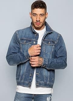 Mens Designer Denim Jacket Western Classic Style Trucker Vintage Style Coat