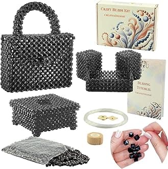Arts and Crafts for Adults: Craft Supplies for Weaving Beaded Cute Things. DIY Kits for Adults - Hobbies for Women, Teen Gifts. Bead Kit Art Supplies. Step-by-Step Video Tutorial. Black