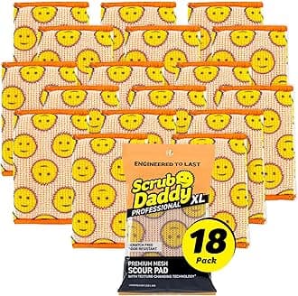 Scrub Daddy Scour Daddy XL - Large Heavy Duty Sponge & Non Scratch Scouring Pad - 18 Pack of Bulk Sponges & Commercial Cleaning Supplies - Durable & Odor Resistant (18 Count)
