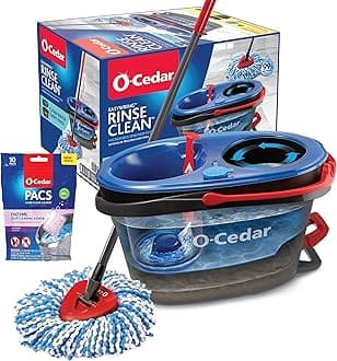 O-Cedar EasyWring RinseClean Microfiber Spin Mop & Bucket Floor Cleaning System with Lavender Pac (Variety Pack)