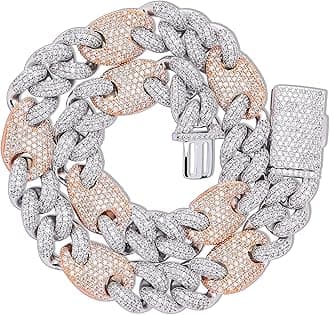 TOPGRILLZ 16mm 6 Times 14K Gold Filled Iced out Cubic Zirconia Miami Cuban Link Chain for Men with Box Clasp Hip Hop Prong Setting