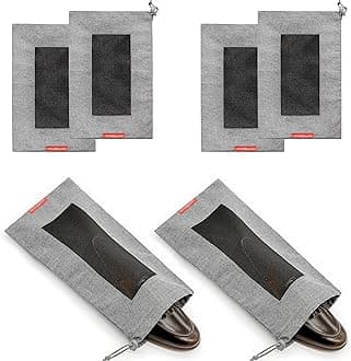 Shoe Bags for Travel with Breathable Mesh & Drawstring Cord Lock, Set of 6, Color Grey