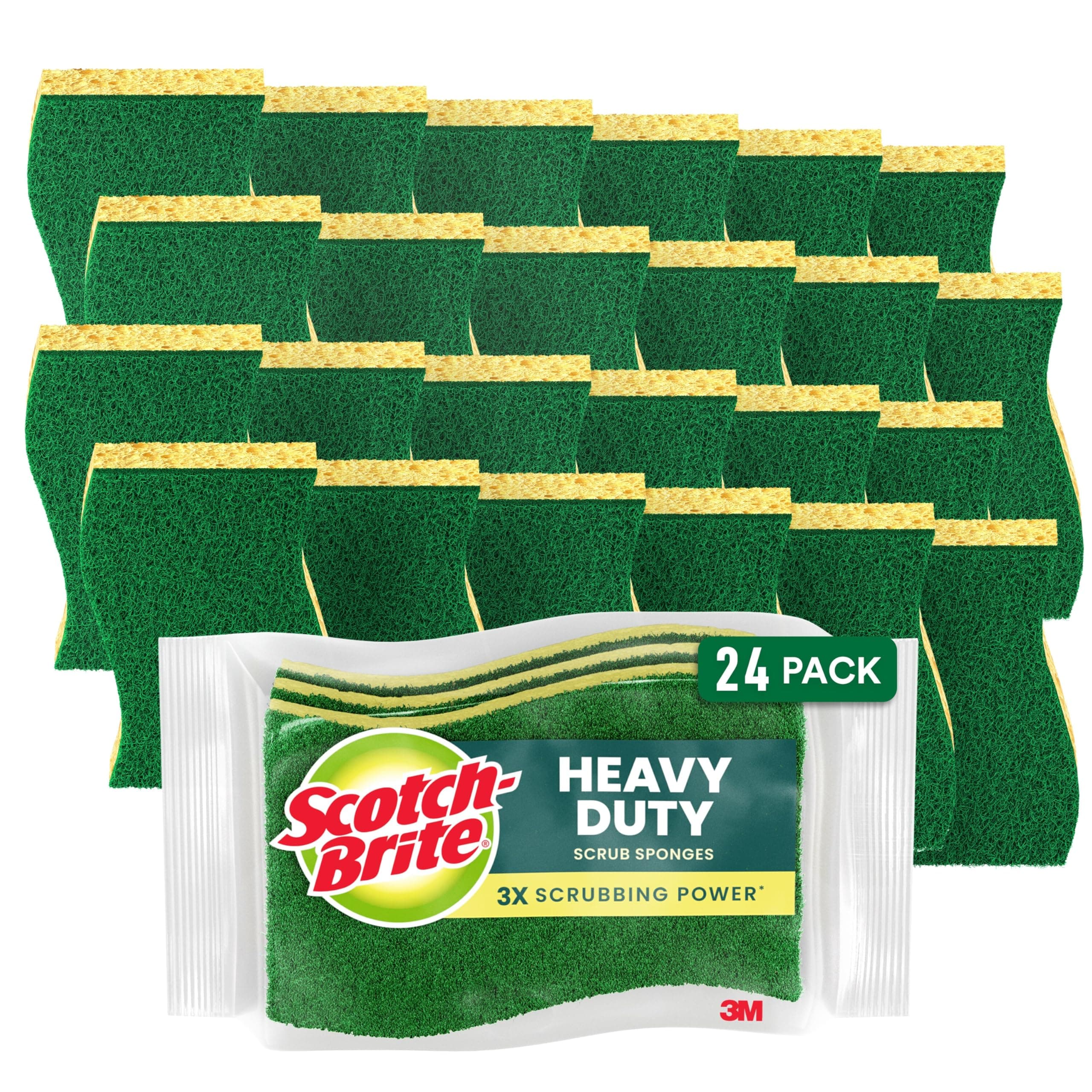 Scotch-Brite Heavy Duty Scrub Sponge, 3 Count (Pack of 8)