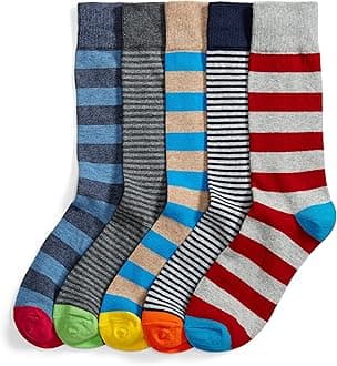 Amazon Essentials Men's Comfortable Cotton-Poly Blend Patterned Dress Socks
