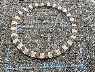 Garden Granite Circle Tree Surround Grass Border Paving Slab Stone Concrete Water Feature (CREAM/BROWN, 260)