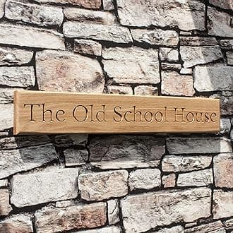 Personalised Engraved Solid Oak Plaque (multiple size options) Wall Sign House Name Custom Wooden Indoor/Outdoor Sign (20cm x 50cm)
