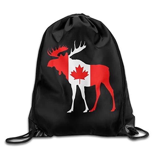 Canada Flag Moose Drawstring Backpack Beam Mouth School Travel Backpack Rucksack Shoulder Bags For Men And Women