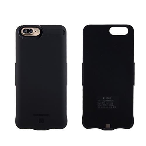iPhone 7 Plus/6 Plus 5.5"Rechargeable Battery Charger Case Tingso 10000mAh Extended Battery Backup Portable Power Bank Battery Charger Case Cover with Kickstand for Apple iPhone 7plus/6plus 5.5"(Black)