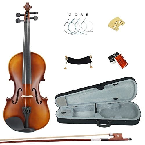 Esound 1/8 MP0013 Tiger Stripes Solid Wood Student Violin with Hard Case, Shoulder Rest, Bow, Rosin and Extra Strings