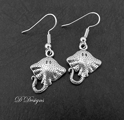 Stingray Earrings Sterling Silver Hooks