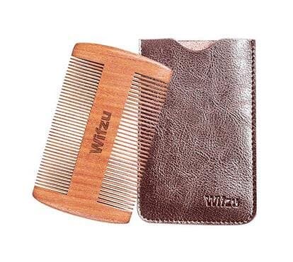 Beard Comb for Men - Beard & Mustache-Great for Head Hair - Handmade Premium Sandal Wood - Fine Dual Action Teeth - Comes with Gift "Hunter Jack" Leather Case