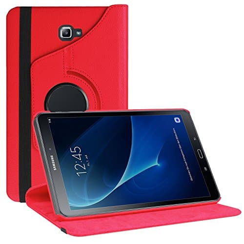 Galaxy Tab A 10.1 Case, Samrt Cover with Auto Sleep / Wake Feature, HZSSEC 360 Degree Rotating Swivel Stand for Samsung Galaxy Tab A 10.1 inch (2016) SM-T580N/ SM-T585N Tablet-PC, Red