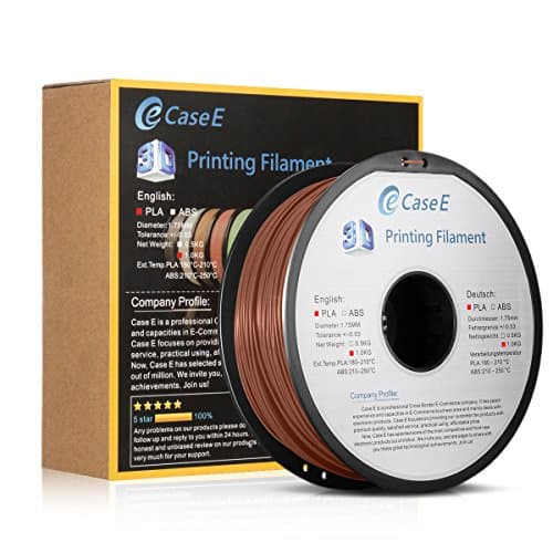 Case E PLA 1Kg 3D Filament for Printer and Pens, 1.75mm Diameter, Dimensional Accuracy +/- 0.03 mm,Multiple Colour for Choose (Coffee)