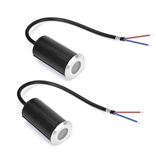 Familite 1W LED Underground Path Light In-ground Deck Lights Outdoor Decorative Spotlight, AC/DC 12V, IP65 Waterproof, Warm White, Pack of 2