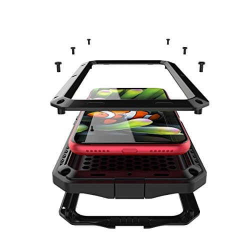 iPhone X Case,iPhone 10 Case, SPKOAR Aluminum Metal Case - Shockproof Dust Proof Water Resistant Military heavy Duty Protective Bumper Frame Heavy Duty Shell Cover with Tempered Glass Protector