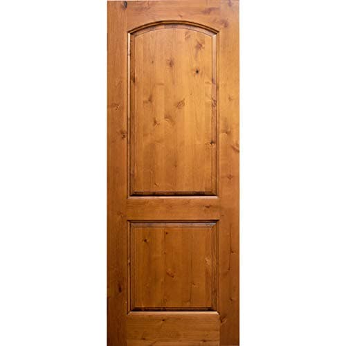 Knotty Alder 2-Panel Arched Top Solid Core Wood Stainable Interior Door Slab (26"x 80", Unfinished)