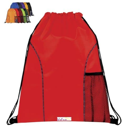 Urfunbag Dual Pocket Drawstring Nylon Backpack (Red)