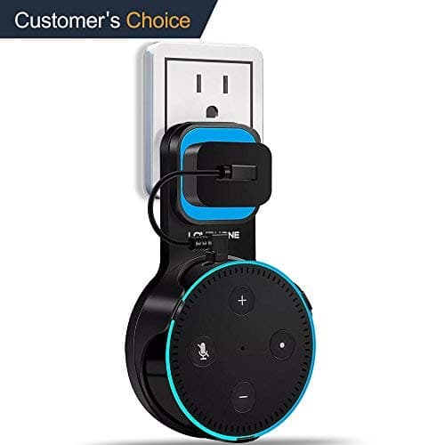 LOVPHONE Outlet Wall Mount Hanger Stand for Amazon Alexa Echo Dot 2nd Generation,Space-Saving for Your Smart Home Speakers Without Messy Wires or Screws - Short Charging Cable Included (Black)