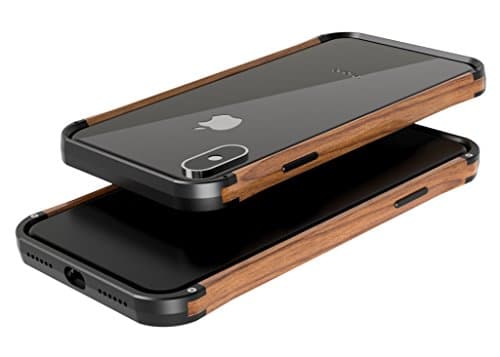 VESEL Cell Phone Case for iPhone Xs Max- Deep Black & Walnut Wood