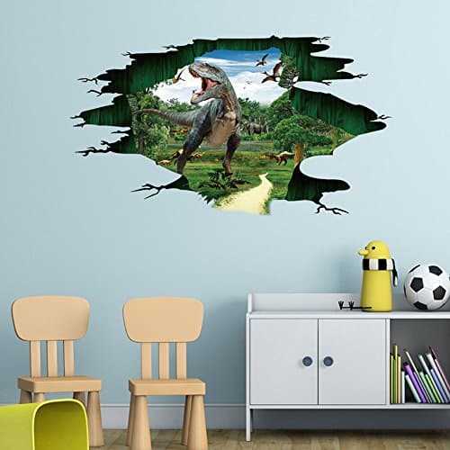 NATURETY 3D Removable Wall Stickers for Wall and Ceiling,Self-adhesive Wallpaper (Dinosaur)