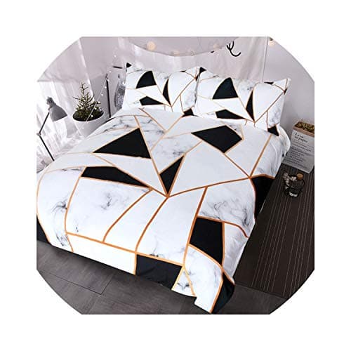 Bedspread Irregular Geometric Printed Bedding Set Black and White Duvet Cover Set Marble Texture Bed Cover Queen Bedspreads,Double 180cmx210cm
