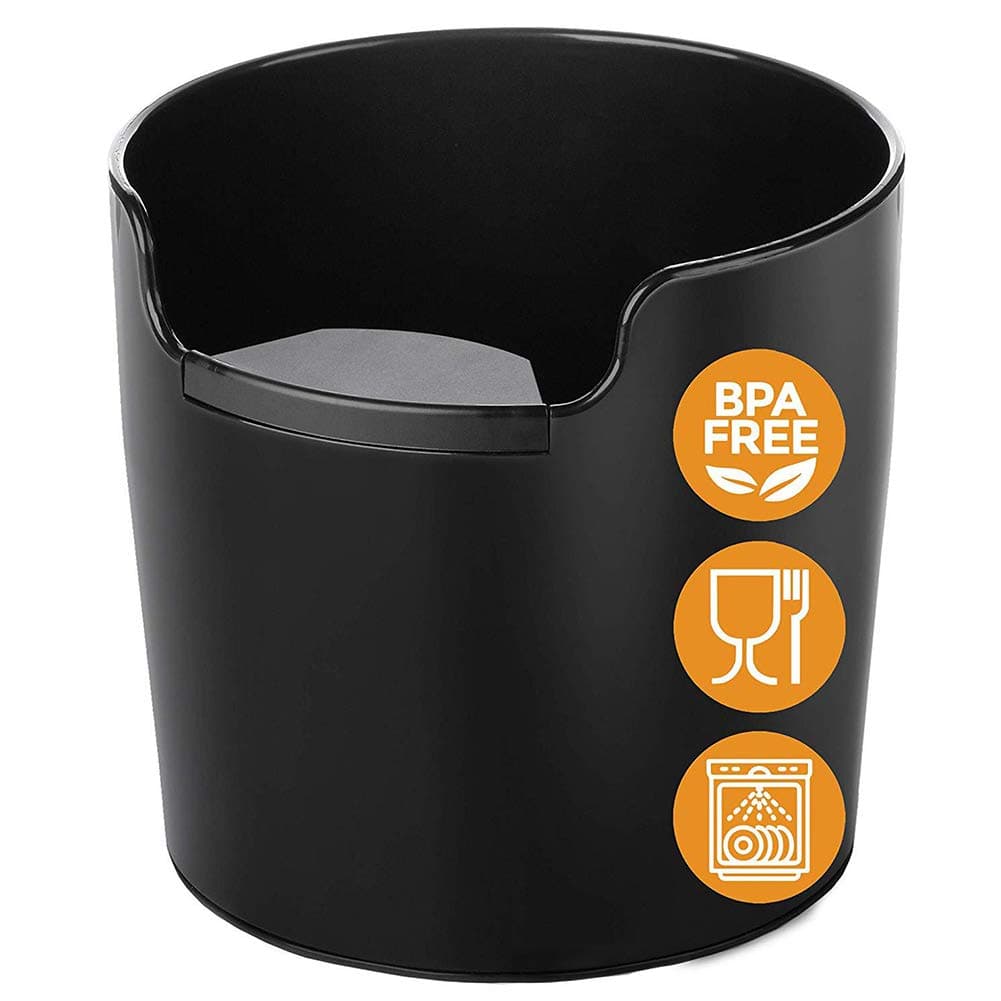 Coffee Knock Box, Shock Absorbent Machine Coffee Grind Knock Box, Kitchen Large Capacity Round Anti-skid Coffee Grounds Container Box Dump Bin