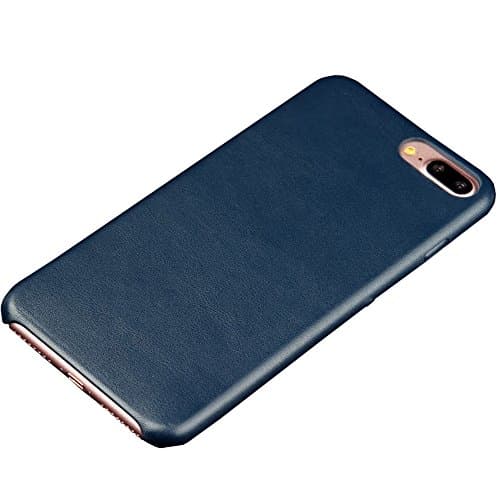 Leather iphone 7 Case,Guyshero Apple Cell Phone Case for iPhone 7 Ultra Slim Fit Skin Back Cover Scratch Resistant Premium Leather Back Blue