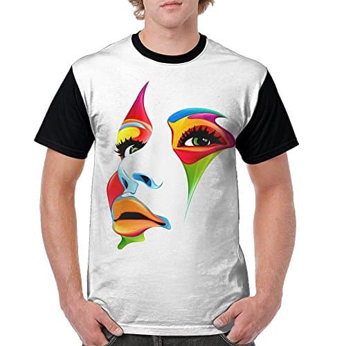 Colored Face Man O Neck Apparel