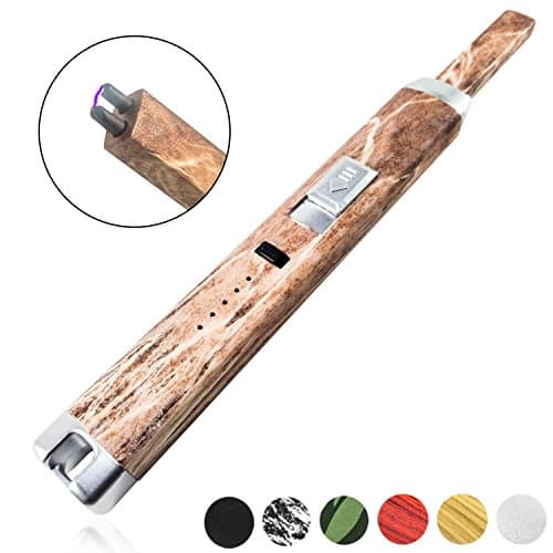 Sparcker Electric Arc Lighter - Multi-Purpose - Safety Lock - Hook - USB Rechargeable - Flameless - Windproof - Butane Free - Candles - BBQ - Camping - Grill - Stove - Gift Box (Brown Marble)