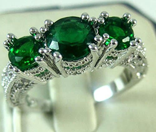 Aisamaisara 925 Sterling Silver Three Stone Ruby Emerald Sapphire Ring Wedding Women Jewelry Green (9)