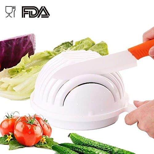 60 Second Salad Maker, Perfect Salad Cutter and Chopper, Vegetable Cutter Bowl Made of Food Grade Plastic, Practical Fast and Easy to Slice